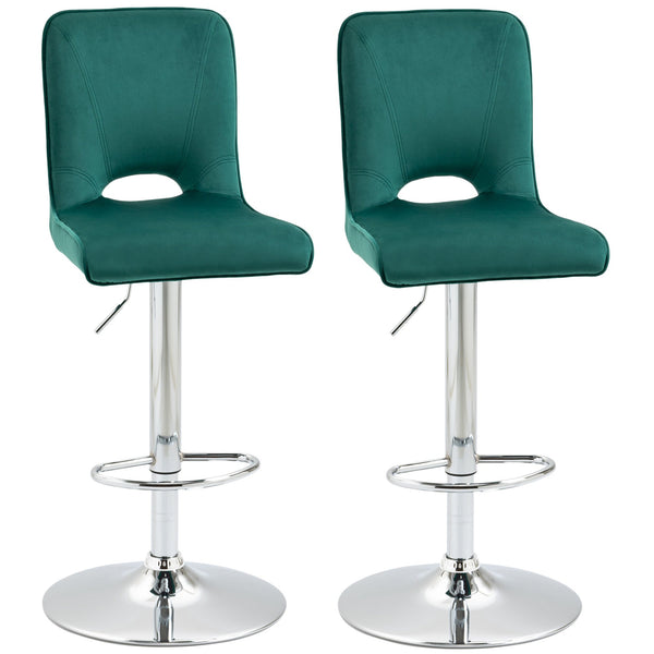 Set 2 Sgabelli Imbottiti 41x51x97-117 cm in Tessuto Verde sconto