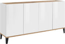 Credenza 4 Ante 160x40x82 cm Sunrise Bianco Lucido e Acero Pereira