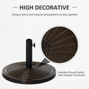 Base per Ombrellone  da 14kg con Effetto Rattan  Ø48x34 cm in Cemento e Plastica Bronzo
