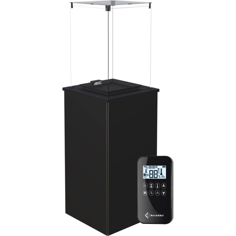 Stufa a Gas da Esterno 154,7x46,7x46,7cm Flig Gastonia Nero Satinato con Telecomando