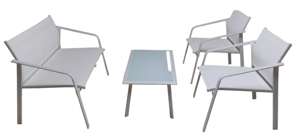 Set Salotto da Giardino in Ferro Divano 2 Poltrone e Tavolino Vorghini Gand Bianco online