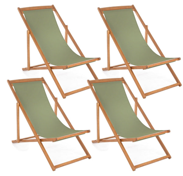 online Set 4 Sedie Sdraio Reclinabile Pieghevole 60x106x88 cm in Legno Relax Noemi Muschio