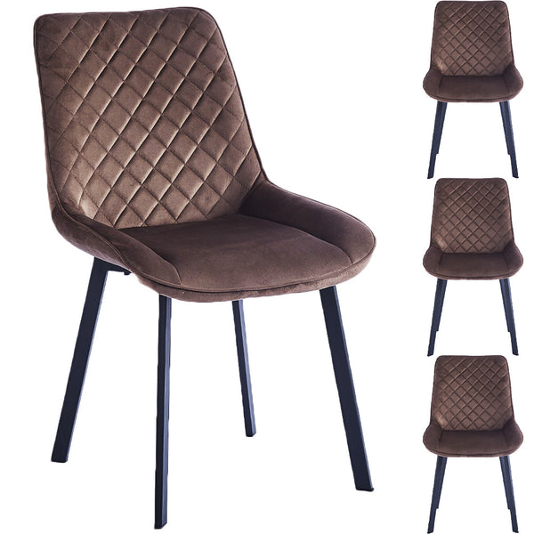 Set 4 Sedie da Pranzo Rivestimento Velluto Marrone Sedia Ufficio Casa Ergonomica online