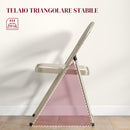 Set di 6 Sedie Pieghevoli Moderne 45x46x78 cm in Acciaio e Tessuto Effetto Lino Beige      