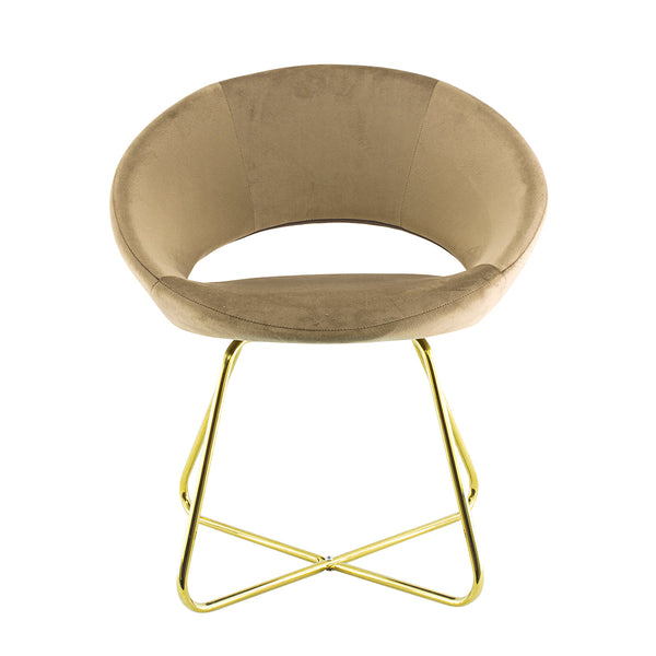 online Poltroncina Vintage 66x65x68 cm in Tessuto Effetto Velluto Tortora