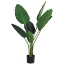 Pianta Artificiale Uccello del Paradiso da Interno e Esterno H120 cm con Vaso Verde