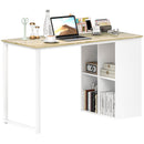 Scrivania Design Compatto 4 Ripiani a Giorno 120x54x75 cm in Legno e Acciaio Bianco e Rovere 