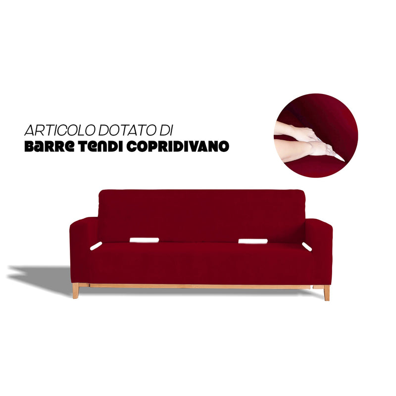 Copridivano Elasticizzato in Poliestere Dahlia Bordeaux Varie Misure