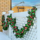 Ghirlanda Natalizia 142 Palline Natale 180 cm Festone LED Natalizio Rosso e Verde