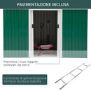 Casetta Box da Giardino in Lamiera Verde 277x130x173 cm 