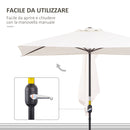 Mezzo Ombrellone da Giardino Mezzaluna 230 x130x245 cm con Apertura a Manovella Crema