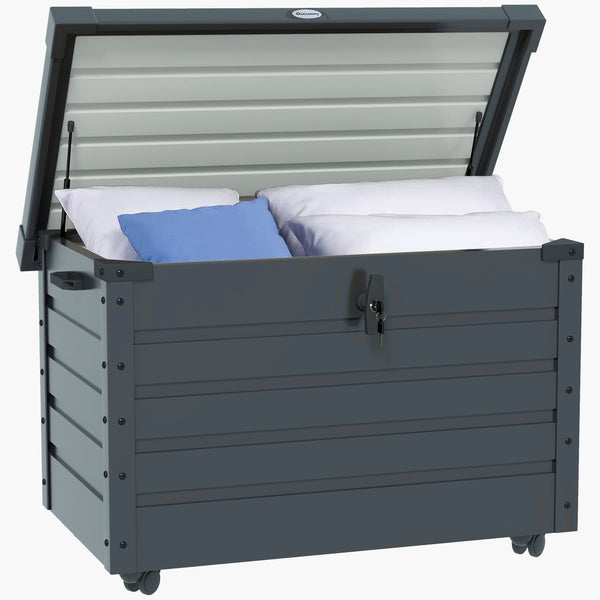 acquista Baule da Giardino 295L con Serratura 120x62x66 cm in Acciaio Zincato Grigio Scuro
