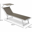 Lettino da Spiaggia Prendisole 190x60x40-90 cm Brandina con Parasole in Alluminio Tortora      