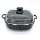 Tegame Quadrato con Coperchio in Vetro Antiaderente 2 Manici 28x28 cm Olympia Hard Cook