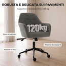 Sedia da Ufficio Girevole 57x57x83-93 cm Regolabile in Altezza con Funzione Oscillante in Ciniglia Grigio      