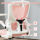 Sedia Ergonomica da Ufficio Girevole 60x59x114-122 cm con Poggiatesta Rimovibile in Tessuto a Rete Rosa  