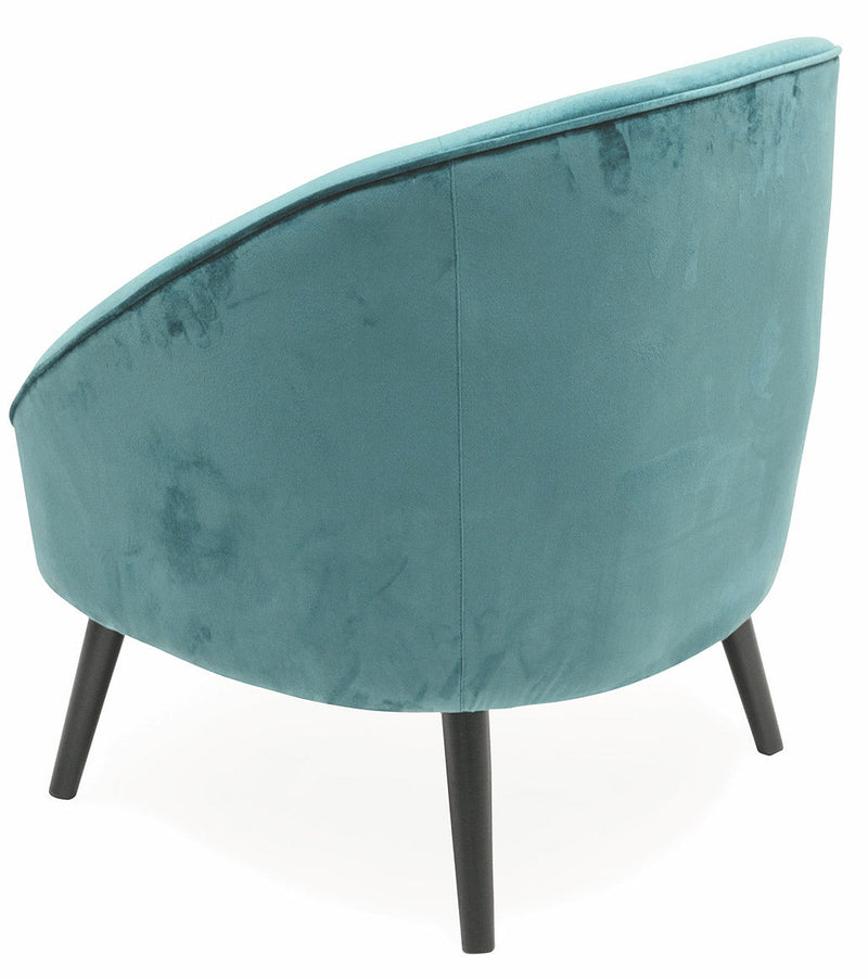 Poltrona Imbottita in Velluto con Gambe in Legno Soriani Verde Tiffany