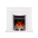 Camino Elettrico da Pavimento 85x95x30 cm Effetto Fiamma 2000W Arthur & Galileo Silver Bianco