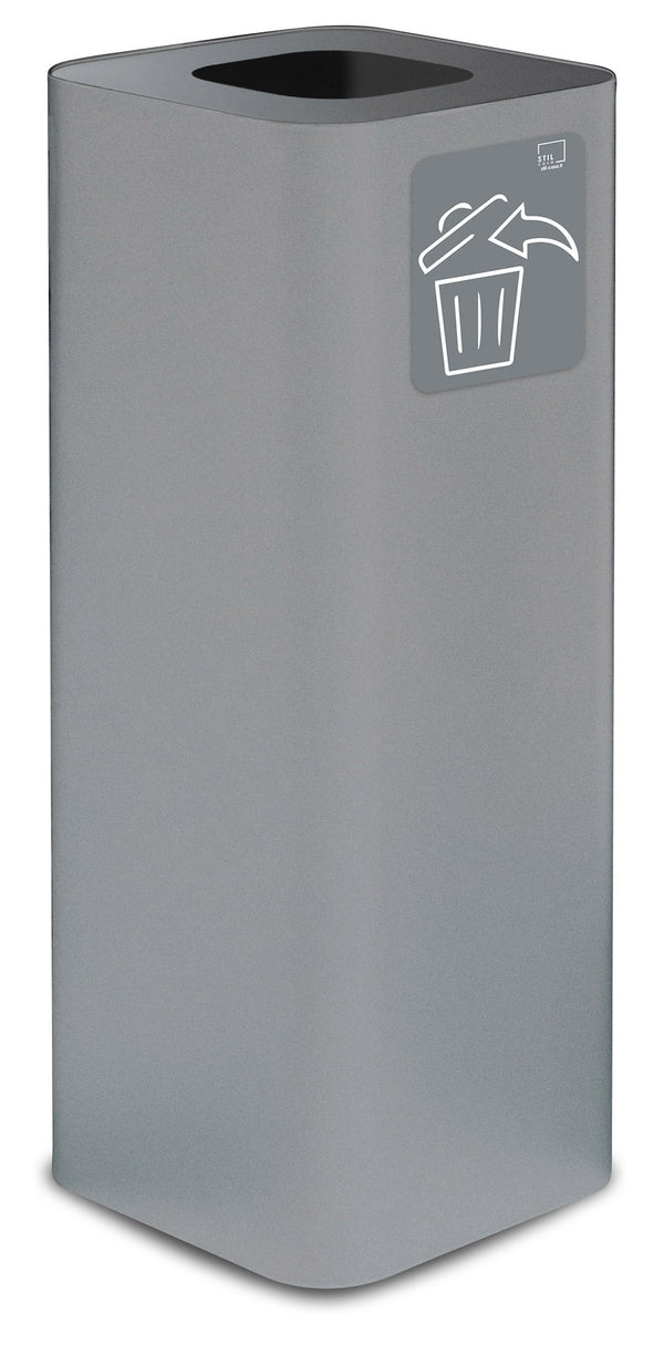 acquista Pattumiera Per Raccolta Rifiuti 30x30xh80 cm In Acciaio Verniciato con Pittogramma Magnetico Grigio
