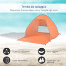 Tenda da Spiaggia Pop Up 200x150x119 cm Protezione UV 30+ e Borsa di Trasporto Arancione   