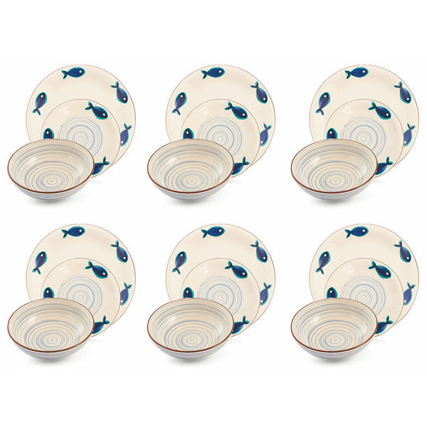 acquista Servizio Piatti 18 Pezzi in Hard Dolomite Villa d'Este Fish