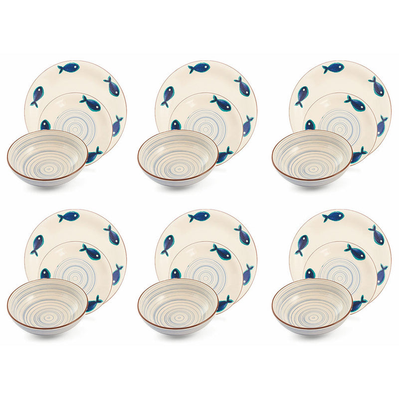 Servizio Piatti 18 Pezzi in Hard Dolomite Villa d'Este Fish