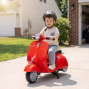 Moto Elettrica per Bambini 3+ Anni Licenza Piaggio Vespa 7,2 V 81x37x63 cm con Rotelle Rimovibili 3-5 km/h Max 30 kg in PP Rosso      