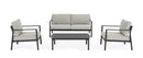 Set 4 Pezzi Salotto da Giardino con Divano 2 Poltrone e Tavolino in Alluminio e Spun Poly Sirius Antracite 