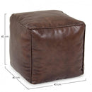 Pouf Mendez Marrone 40x40 in Pelle Marrone