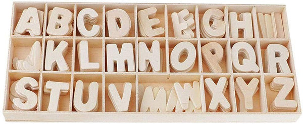 acquista Set 130 Lettere Decorative da Colorare con Contenitore in Legno