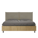 Letto Matrimoniale Struttura Quercia con Cuscini in Similpelle Egos Appia Cappuccino Varie Misure