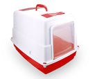 Toilette per gatti chiusa porta basculante carboni attivi 54x39x39cm Rosso