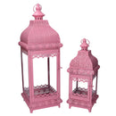 Set 2 Lanterna in metallo rosa cm 20,5x20,5xh60