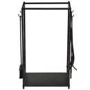 Portalegna Legnaia 46x29x70 cm in Acciaio con Attrezzi  Nero