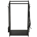 Portalegna Legnaia 46x29x70 cm in Acciaio con Attrezzi  Nero