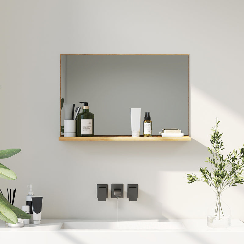 Specchio Bagno da Parete 60x12x40 cm con Mensola in Truciolato Legno   