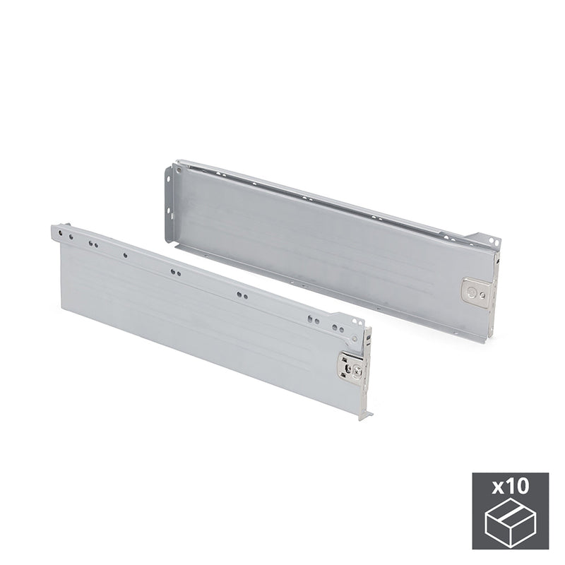 Kit Cassetto per Cucina Ultrabox H150 mm P 550 mm Acciaio Grigio Metallizzato 10 Pezzi Emuca