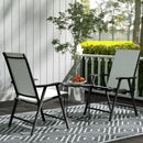 Tavolino da Giardino Pieghevole con Vassoio Rimovibile Ø46x50 cm in Acciaio Nero 