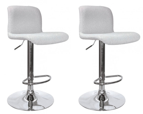 Set 2 Sgabelli Bar 41x46x86/107 cm in Poliestere Rafael Cromo-Grigio Chiaro sconto