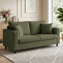 Divano 2 Posti 170x80x82 cm con Seduta Ampia e Profonda e Braccioli Larghi in Velluto a Coste Verde      