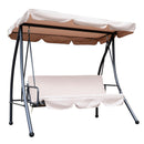 Dondolo 3 Posti 200x125x170 cm in Acciaio e Poliestere Beige