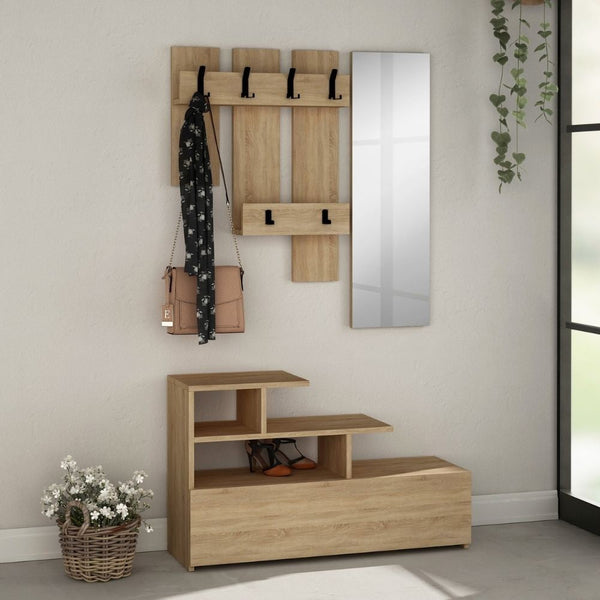 prezzo Mobile ingresso Vesty rovere oak con scarpiera e specchio