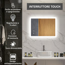 Specchio Bagno con Luci LED  3 Tonalità 70x50 cm Controllo Touch e Design Antiappannamento   
