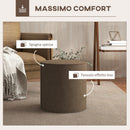 Pouf Poggiapiedi 41x41 cm Rivestimento Rimovibile Tessuto Effetto Lino Marrone 