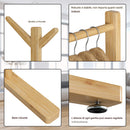 Stand Appendiabiti in Bambù 65x40x132-170 cm con 8 Ganci e Barra Portata 120 kg Quercia      