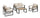 Set 4 Pezzi Salotto da Giardino con Divano 2 Poltrone e Tavolino in Alluminio e Polywood Leandro Antracite e Beige