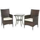 Set Salotto da Giardino in Rattan Sintetico 2 Poltrone e Tavolino Marrone 