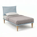 Letto Singolo con Rete Rivestita Microfibra Azzurro Tessis Testata Soft Varie Misure