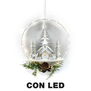Ghirlanda metallo led con chiesa bianco cm 25x7x47,5