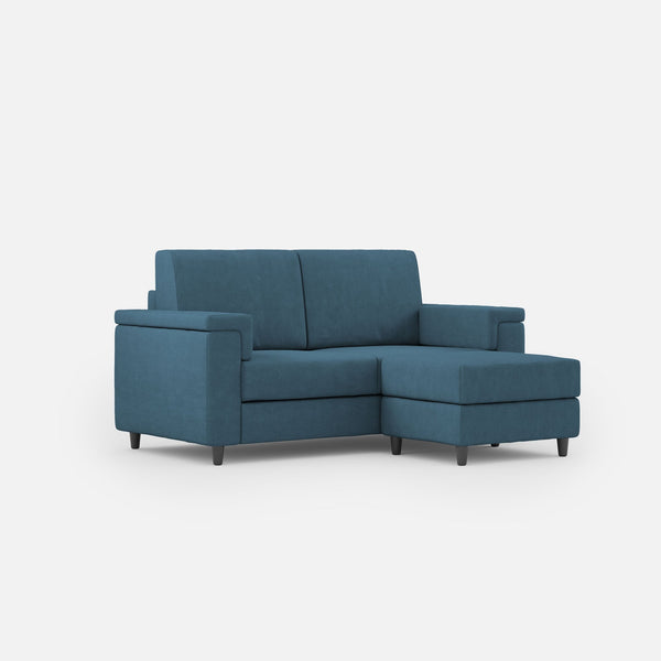 Divano 2 Posti con Pouf 148x155x85 cm Marrak in Tessuto Avio sconto